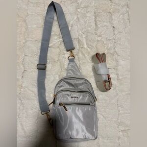 Kedzie Light Gray Nylon Crossbody Sling Bag